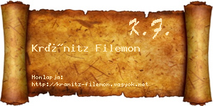 Kránitz Filemon névjegykártya